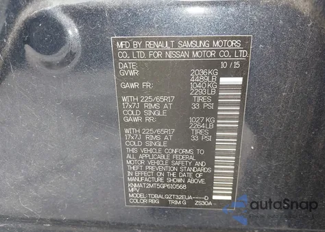 2016 Nissan Rogue Sv from USA, damaged, VIN KNMAT2MT5GP610568